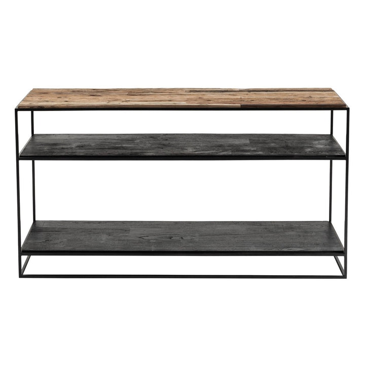 55" Natural and Black Frame Console Table With Storage Image 1