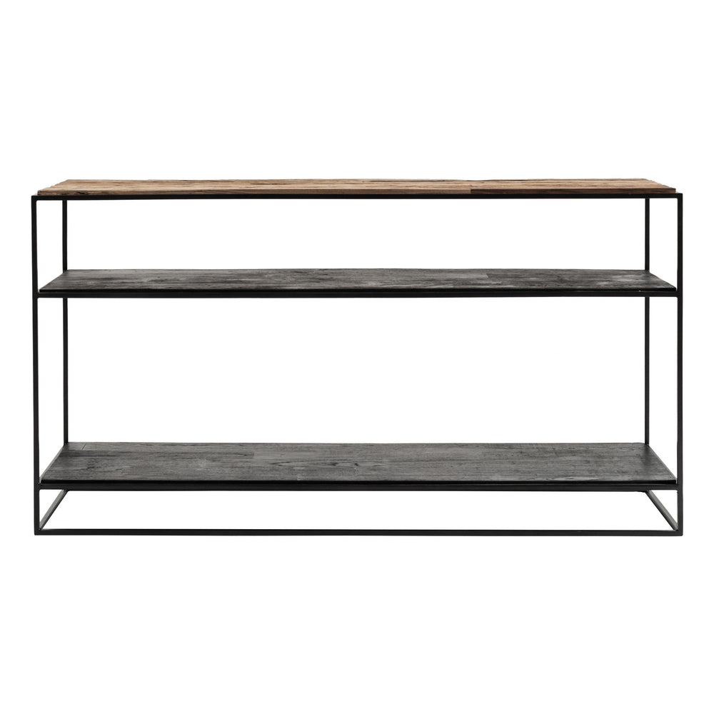 55" Natural and Black Frame Console Table With Storage Image 2