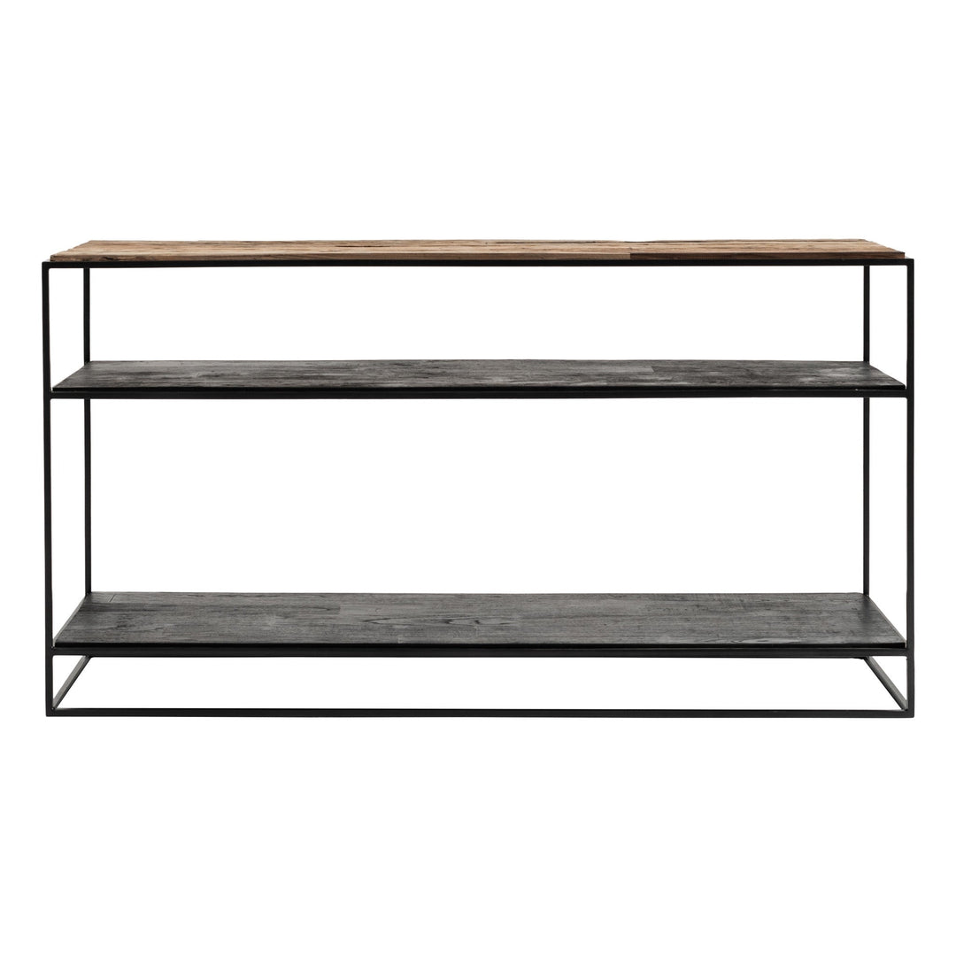 55" Natural and Black Frame Console Table With Storage Image 2