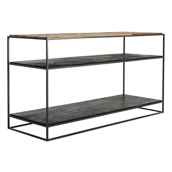 55" Natural and Black Frame Console Table With Storage Image 3