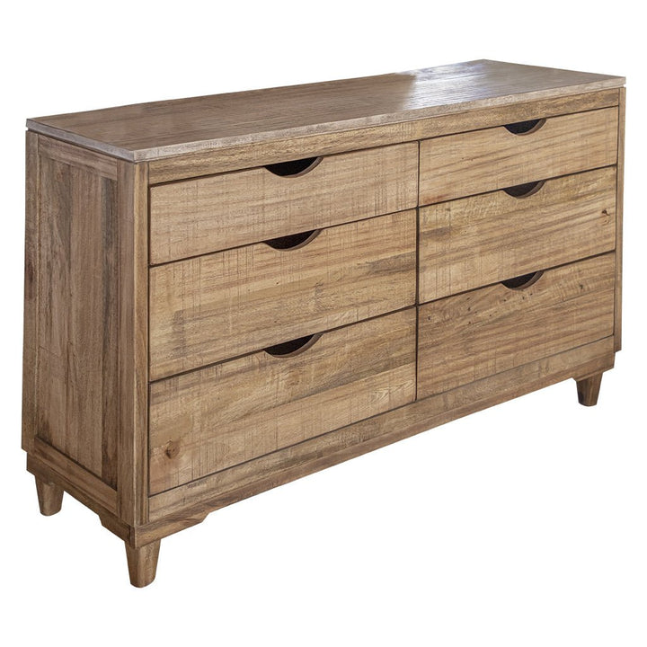 56" Natural Solid Wood Four Drawer Double Dresser Image 2