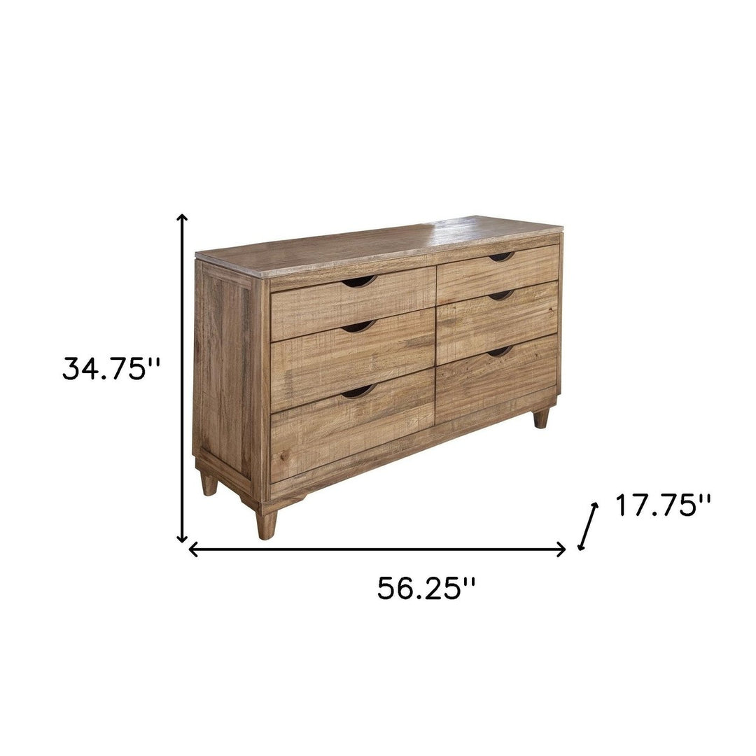 56" Natural Solid Wood Four Drawer Double Dresser Image 3