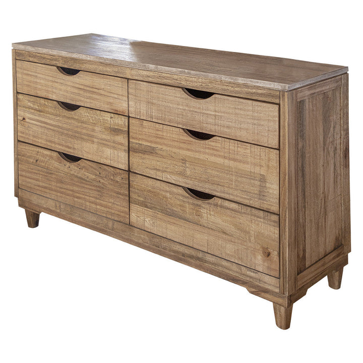 56" Natural Solid Wood Four Drawer Double Dresser Image 4