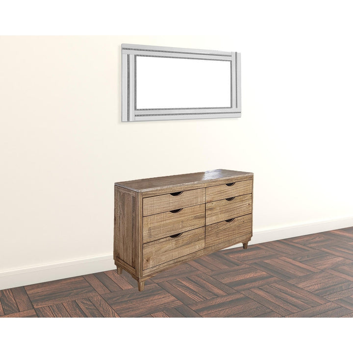 56" Natural Solid Wood Four Drawer Double Dresser Image 5