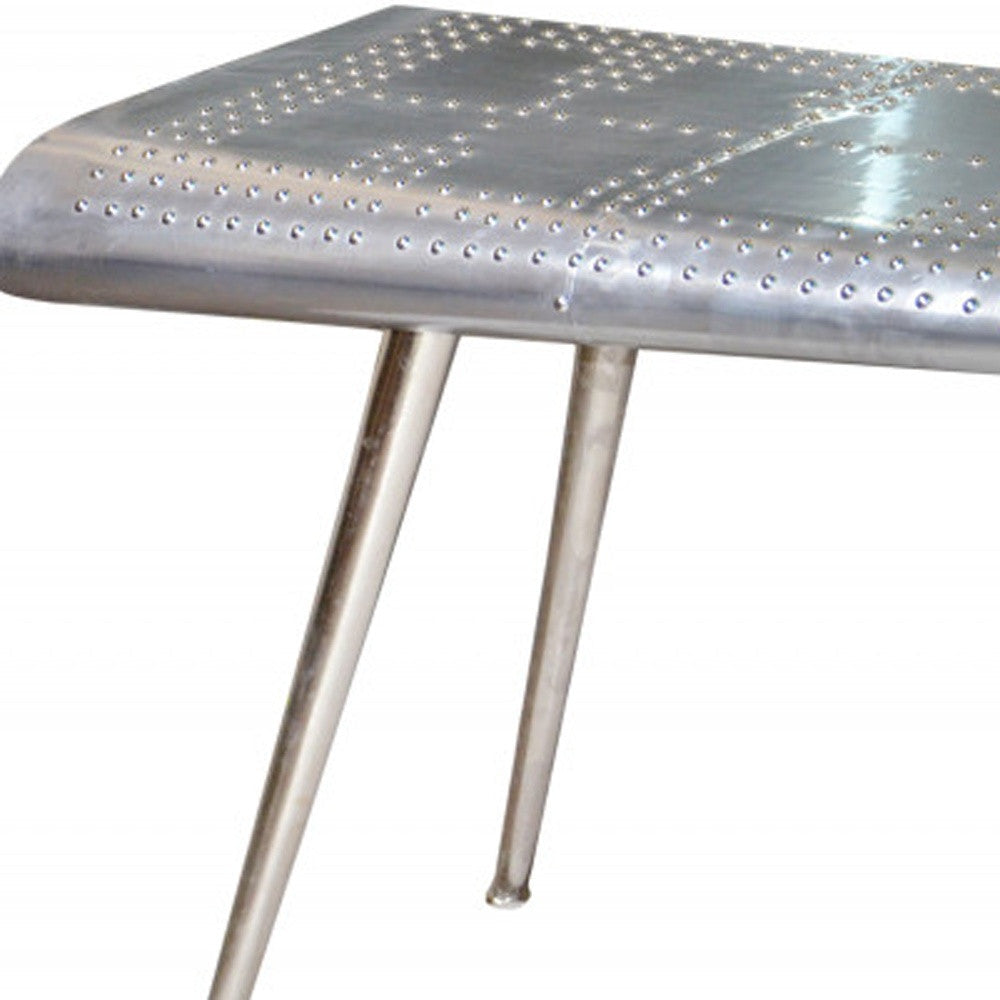 56" Silver Aluminum Three Leg Console Table Image 3