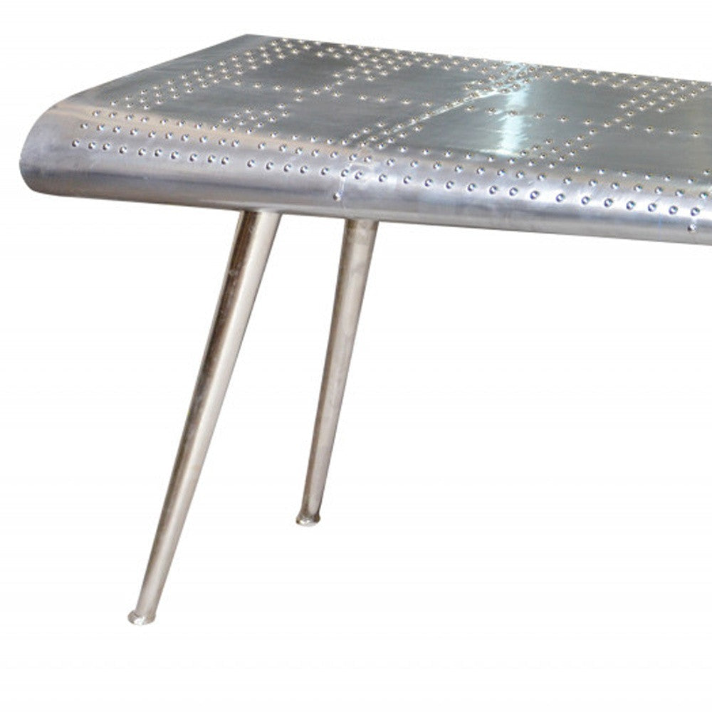 56" Silver Aluminum Three Leg Console Table Image 4