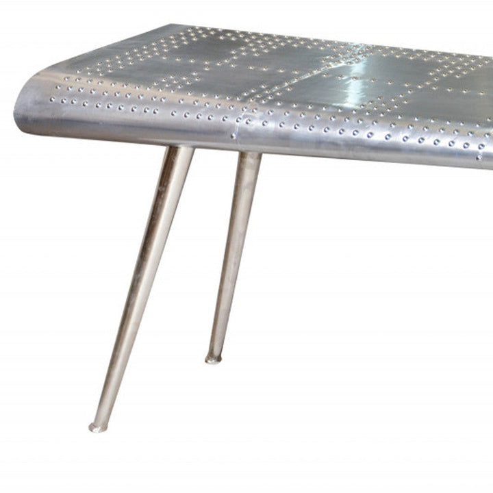 56" Silver Aluminum Three Leg Console Table Image 4