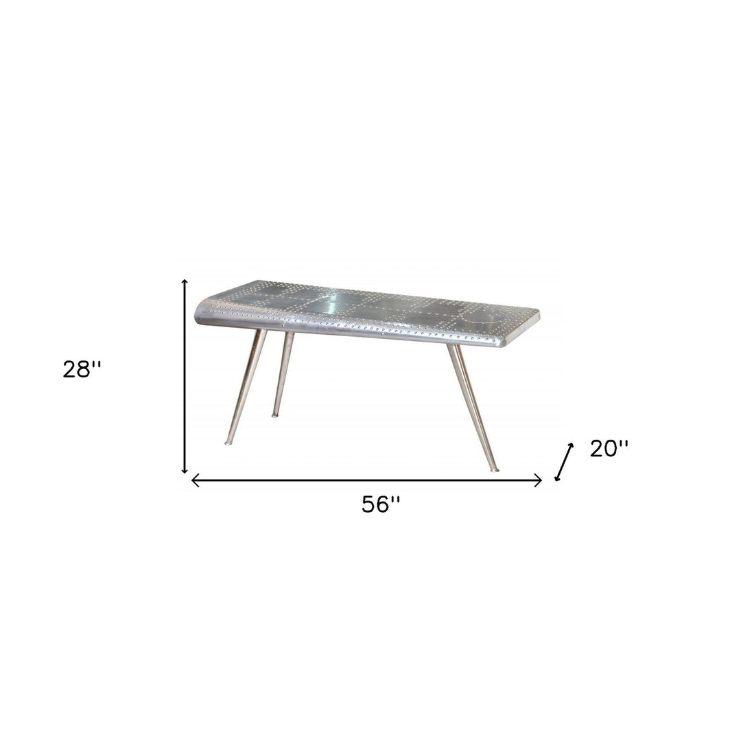 56" Silver Aluminum Three Leg Console Table Image 5