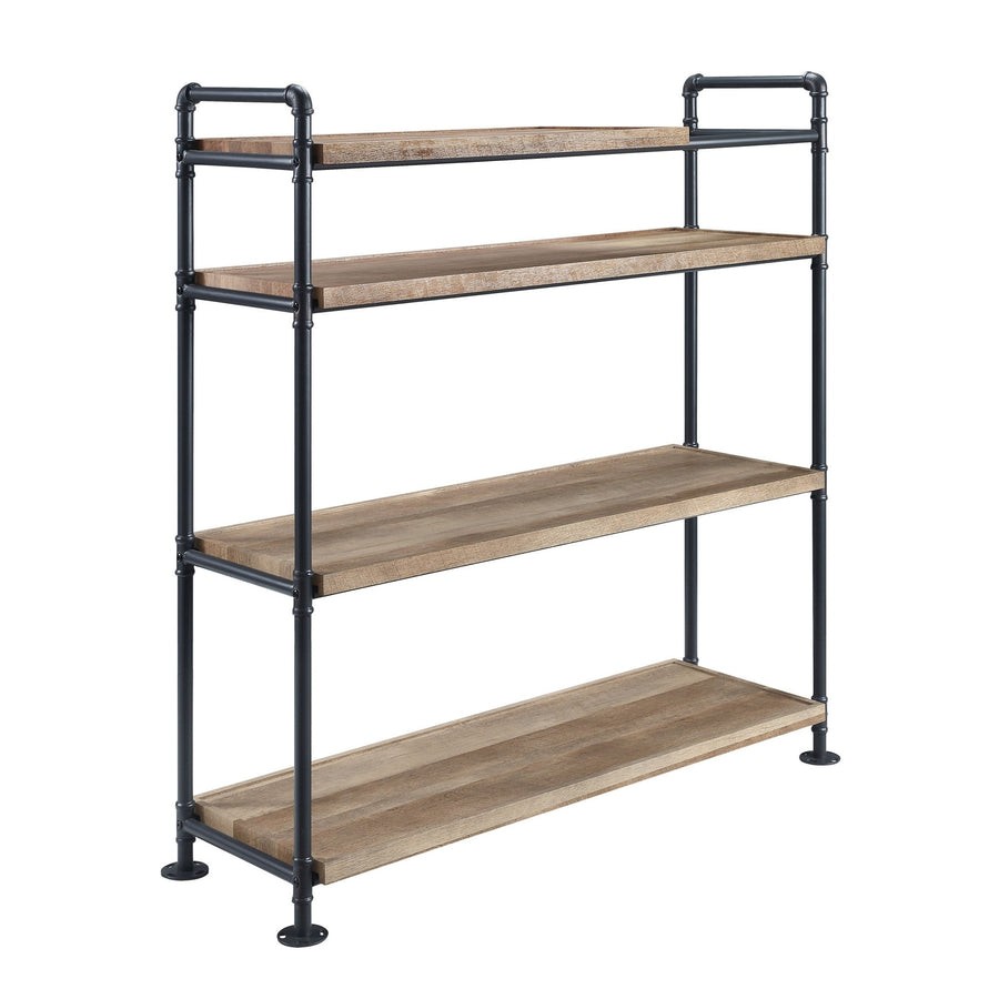 49" Brown and Black Metal Four Tier Etagere Bookcase Image 1