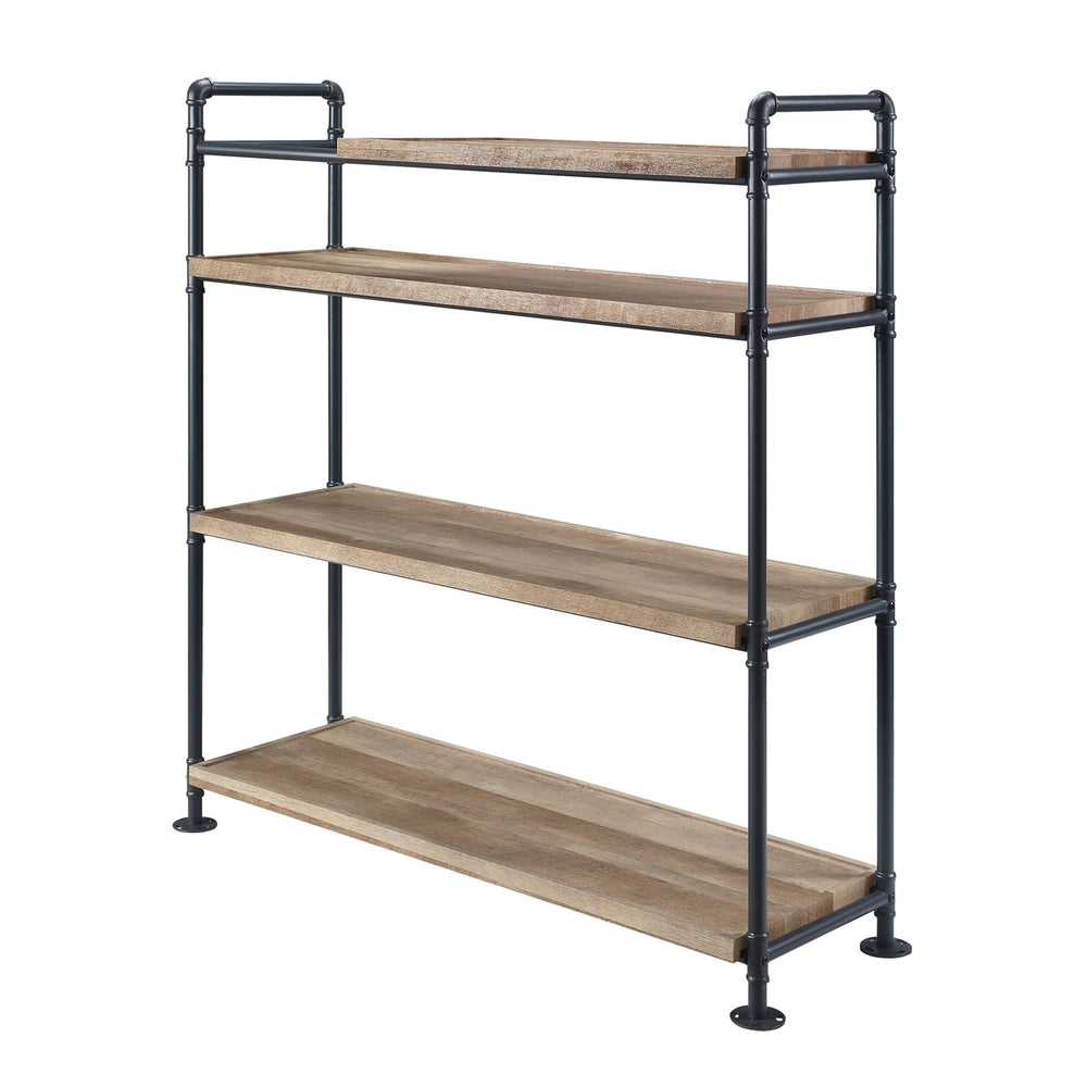 49" Brown and Black Metal Four Tier Etagere Bookcase Image 2