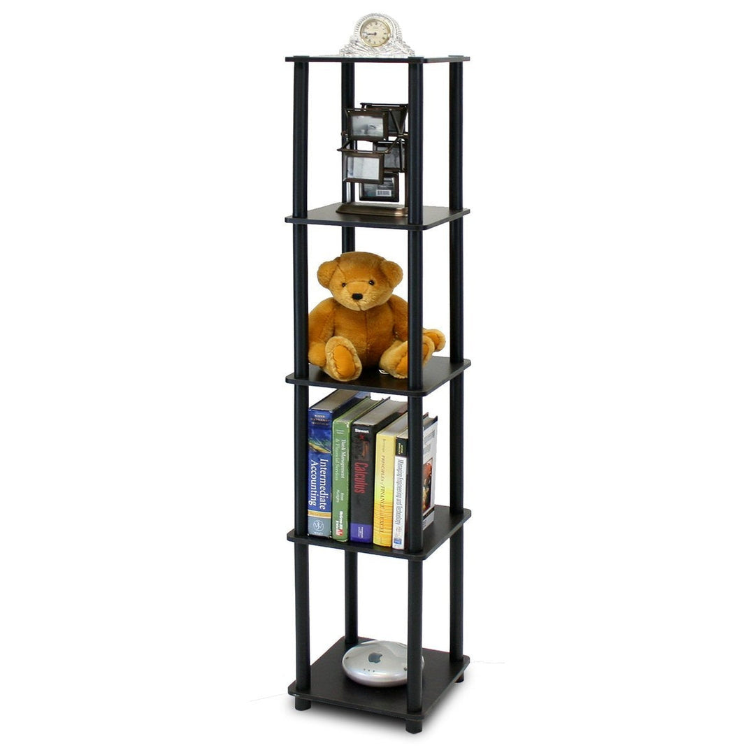 5-Tier Square Corner Display Shelf Bookcase in Espresso/Black Image 3