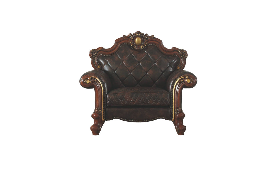 50" Chocolate Faux Leather Tufted Arm Chair Image 1