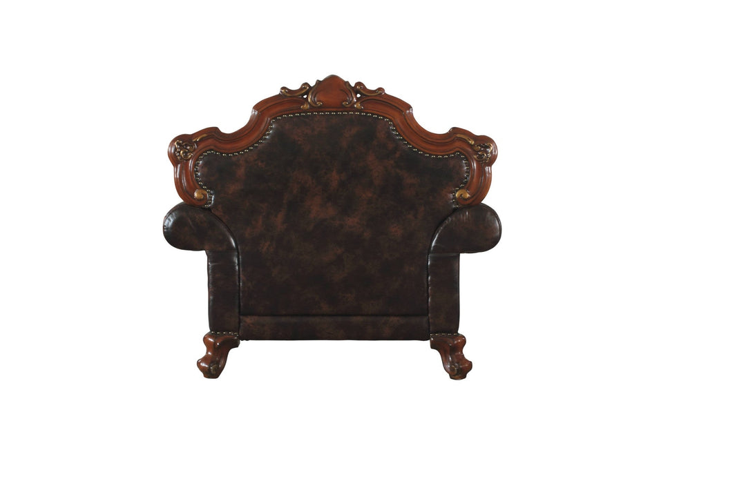 50" Chocolate Faux Leather Tufted Arm Chair Image 3