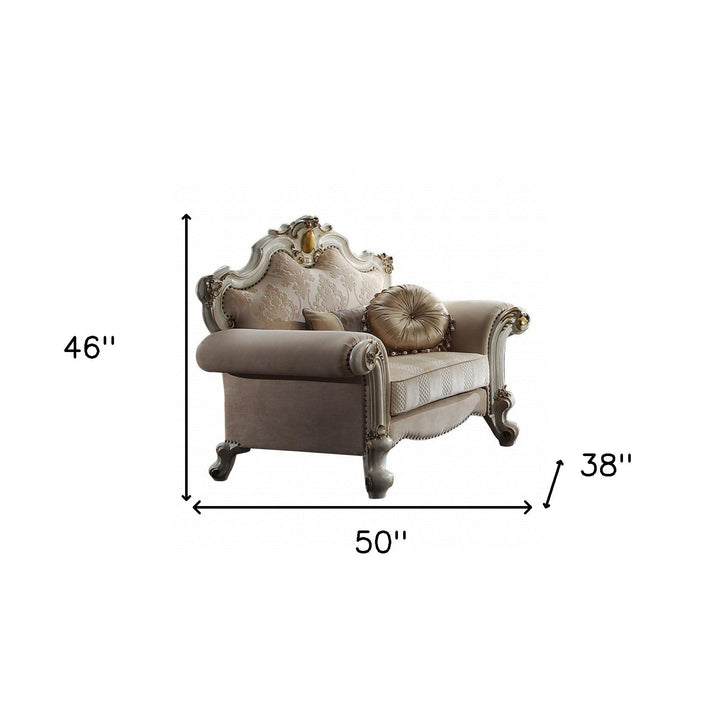 50" Pearl Fabric Damask Arm Chair Image 3