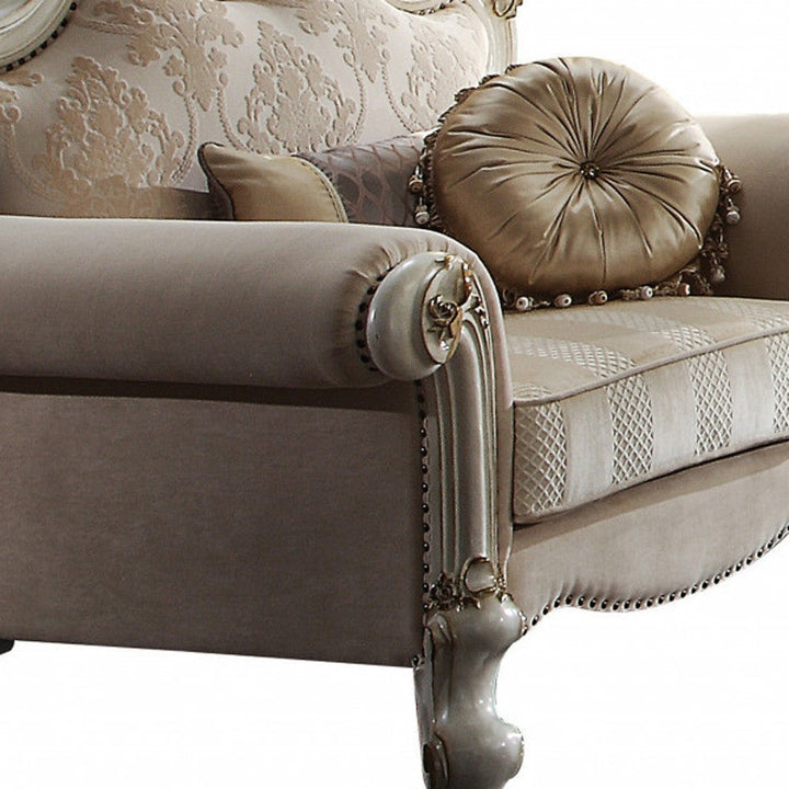 50" Pearl Fabric Damask Arm Chair Image 4