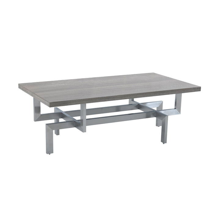 51" Gray And Silver Stainless Steel Coffee Table Image 1