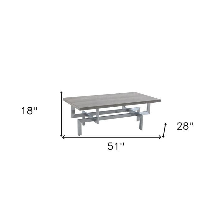 51" Gray And Silver Stainless Steel Coffee Table Image 3