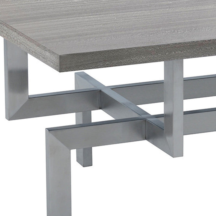 51" Gray And Silver Stainless Steel Coffee Table Image 4