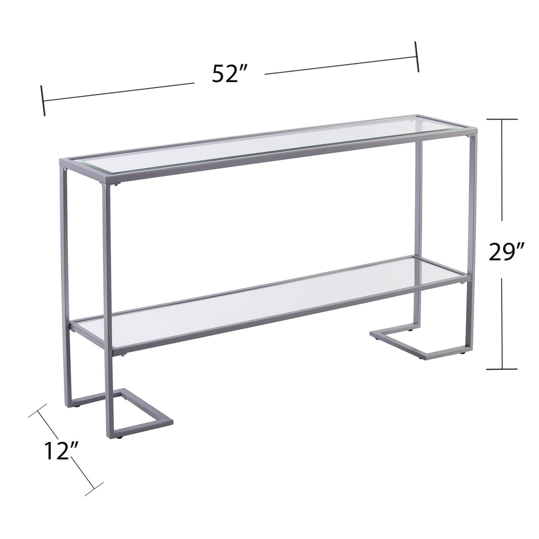 52" Clear and Silver Glass Mirrored Frame Console Table With Storage Image 5