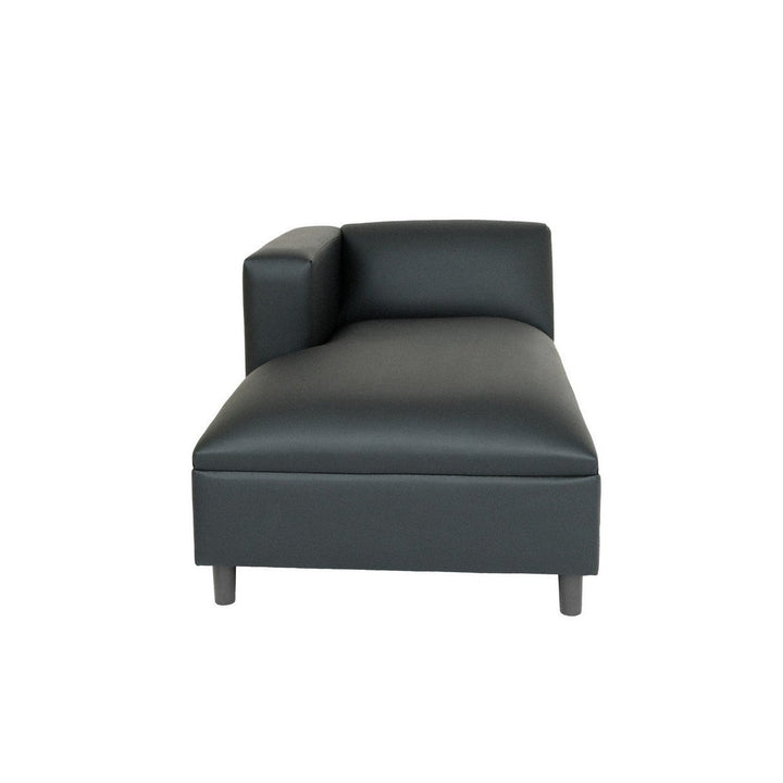 54" Black Faux Leather Lounge Chair Image 3