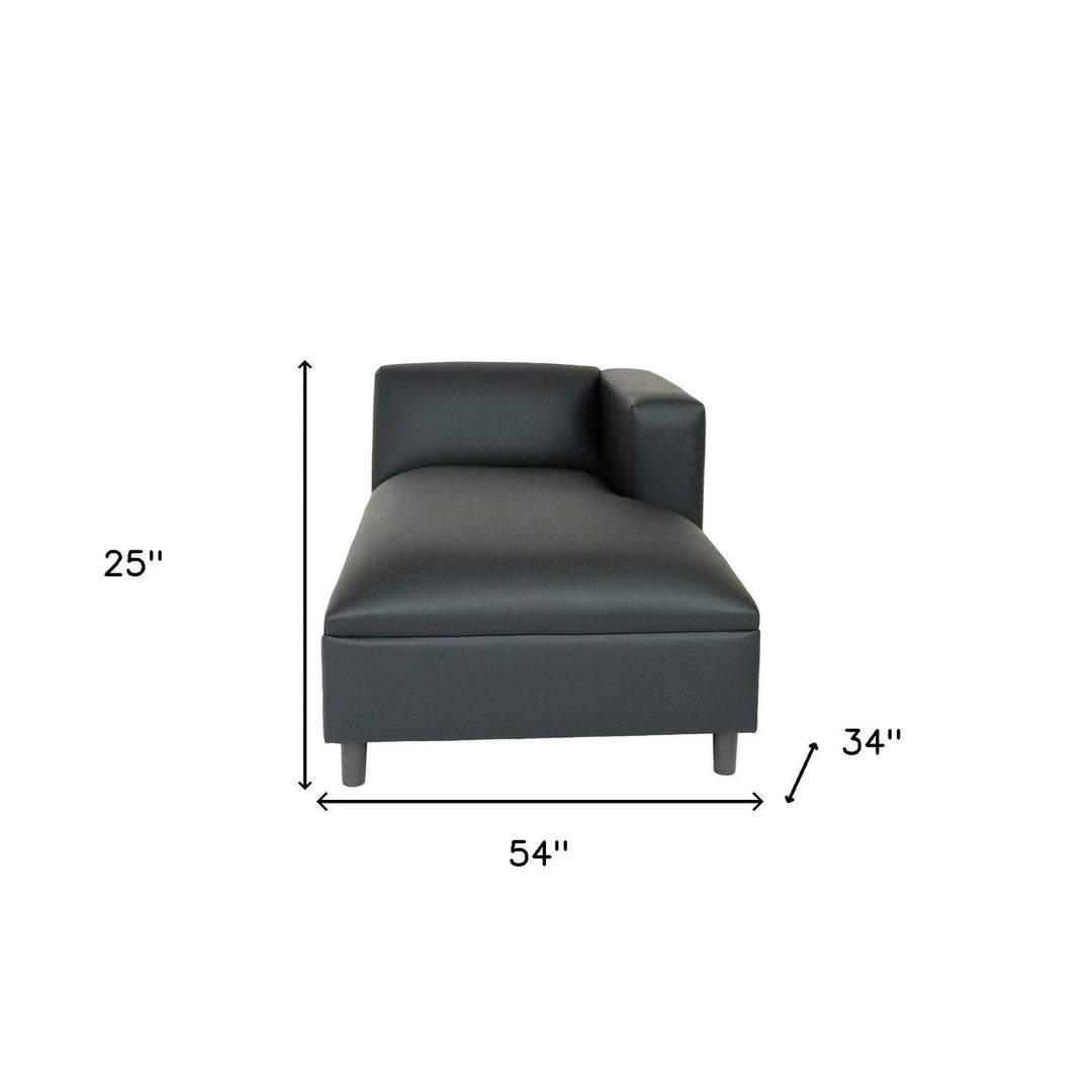 54" Black Faux Leather Lounge Chair Image 5