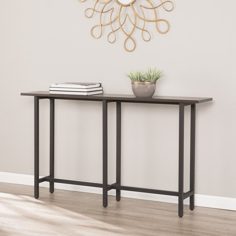 54" Espresso and Black Frame Console Table Image 1