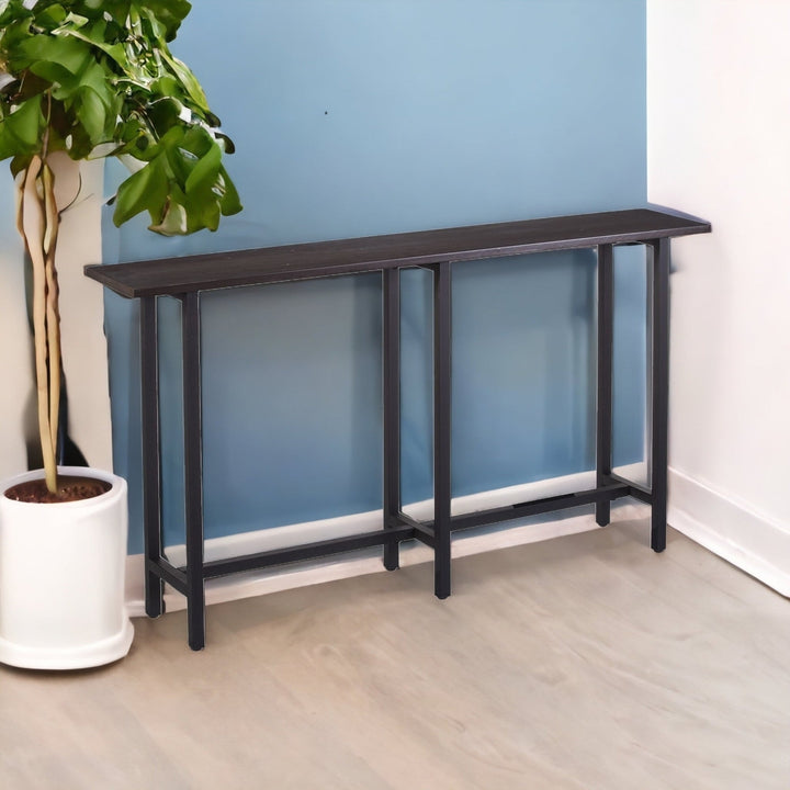 54" Espresso and Black Frame Console Table Image 9