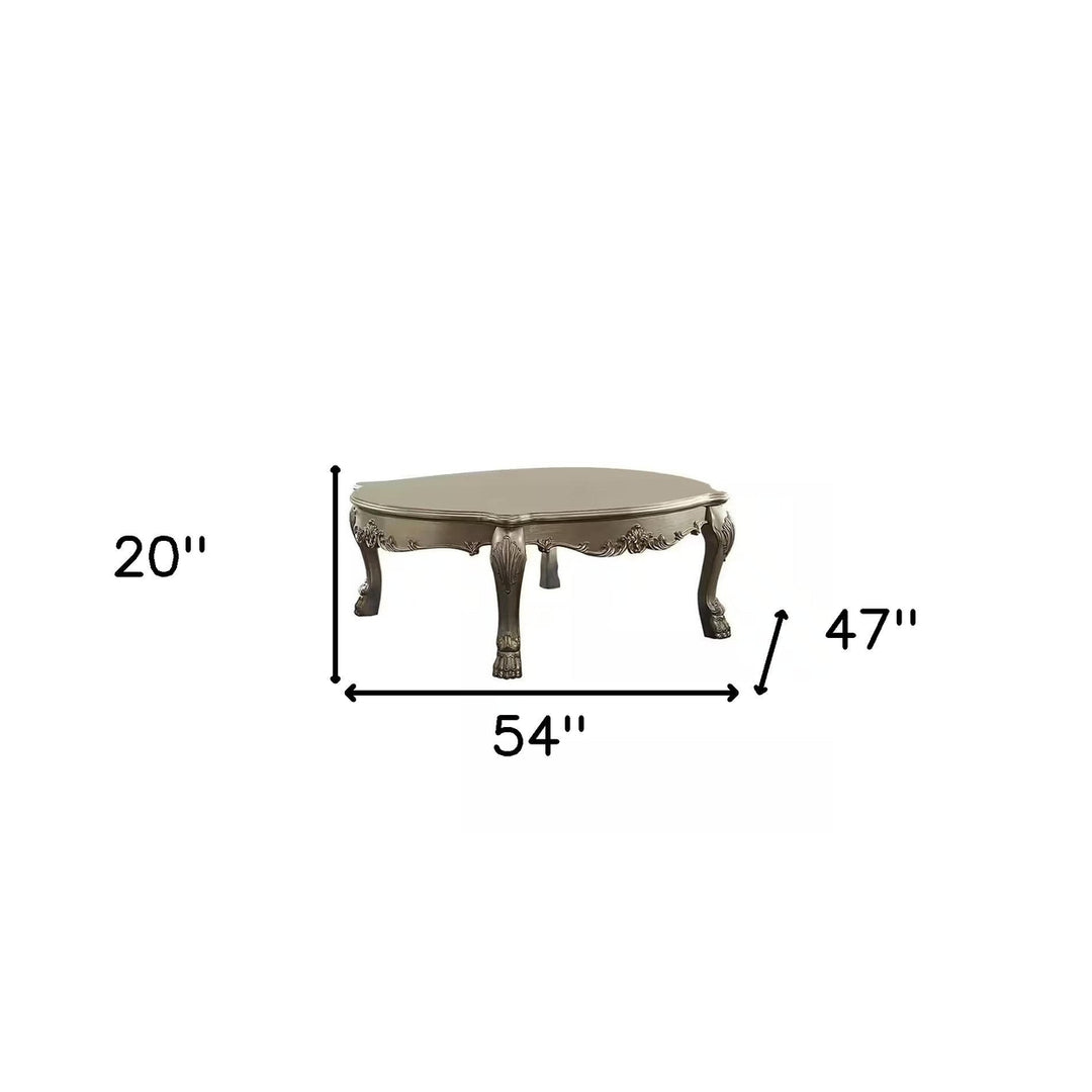 54" Gold And Bone Solid And Manufactured Wood Coffee Table Image 6