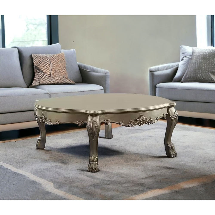 54" Gold And Bone Solid And Manufactured Wood Coffee Table Image 7