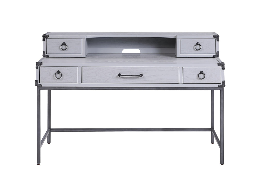 54" Gray Wood Writing Desk With Five Drawers Image 1