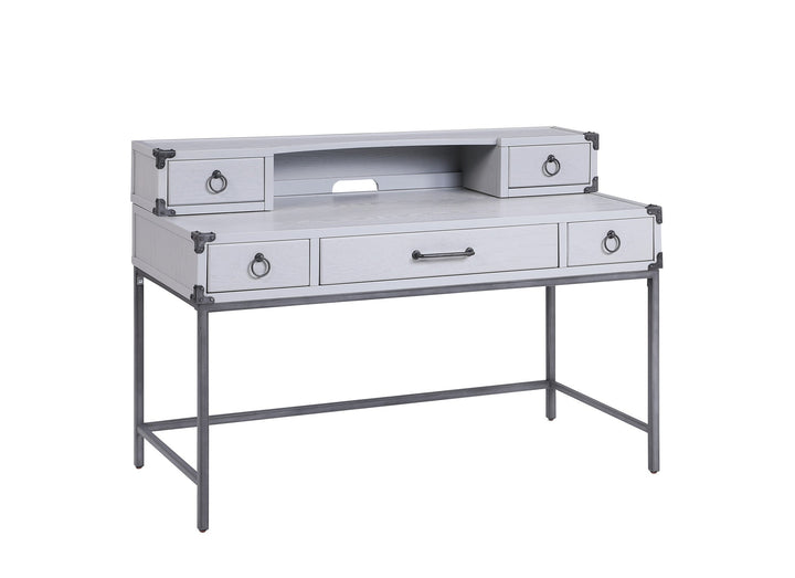 54" Gray Wood Writing Desk With Five Drawers Image 4