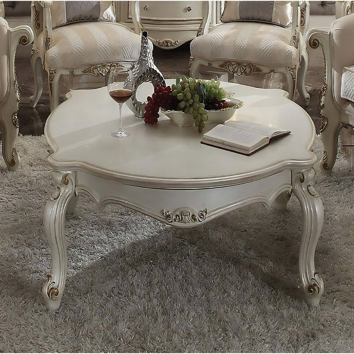 54" Pearl Solid And Manufactured Wood And Polyresin Coffee Table Image 7