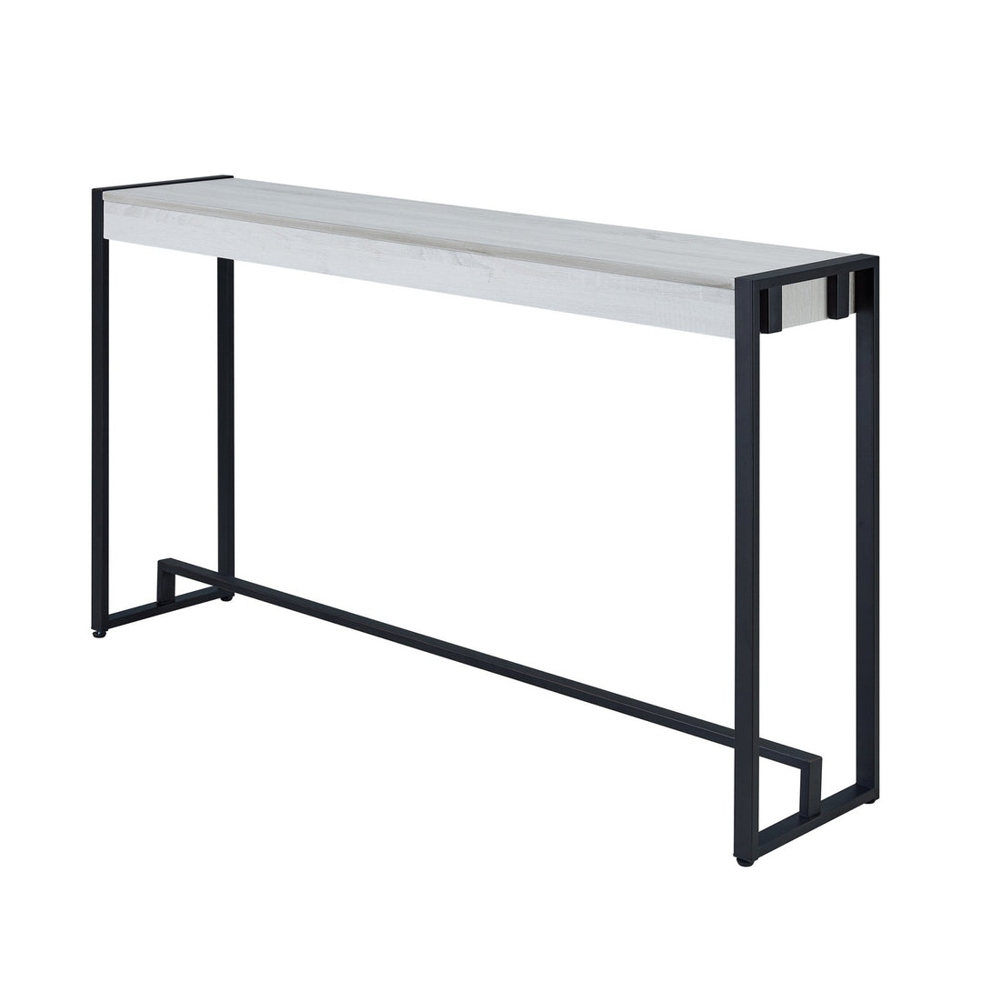 54" White and Black Distressed Sled Console Table Image 4