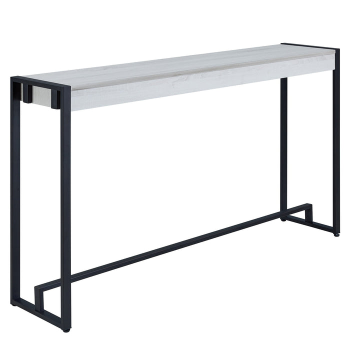 54" White and Black Distressed Sled Console Table Image 6