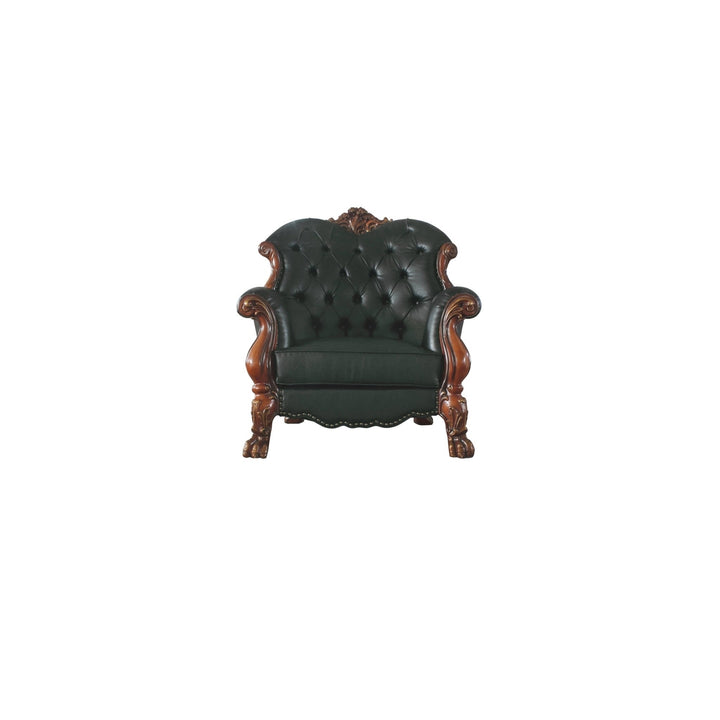 45" Cherry Oak Faux Leather Arm Chair Image 1