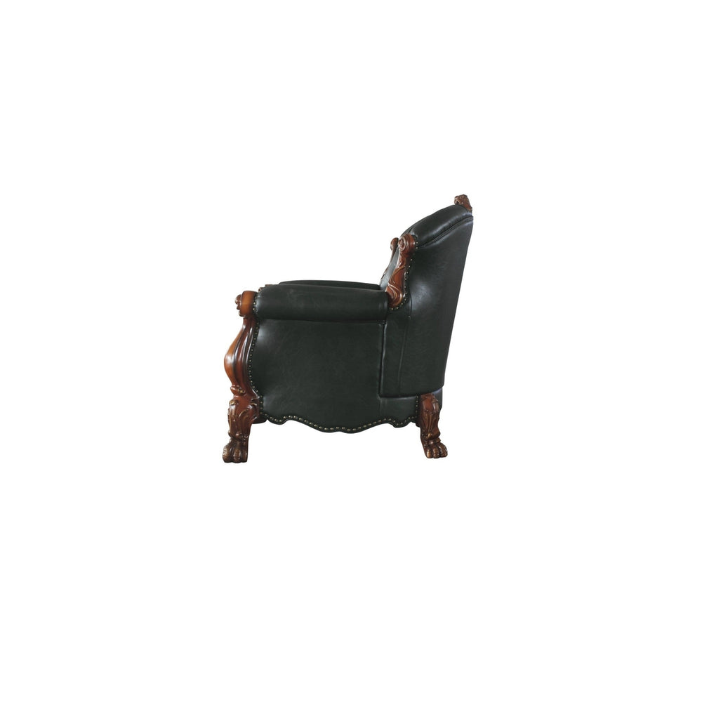 45" Cherry Oak Faux Leather Arm Chair Image 2