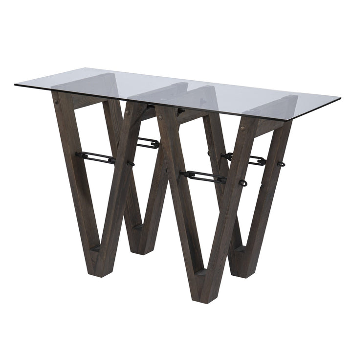 46" Clear and Gray Brown Glass Abstract Console Table Image 3