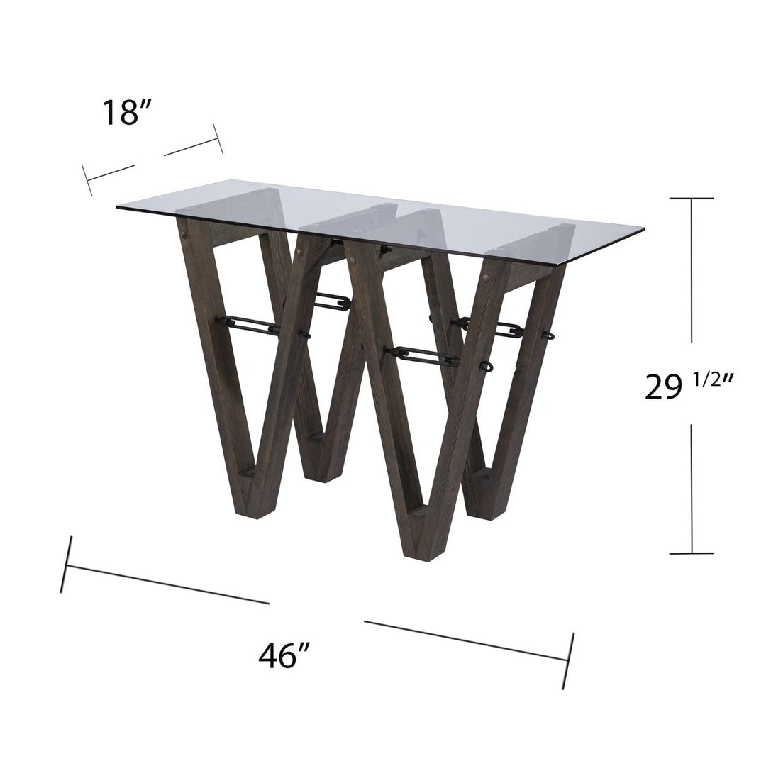 46" Clear and Gray Brown Glass Abstract Console Table Image 5