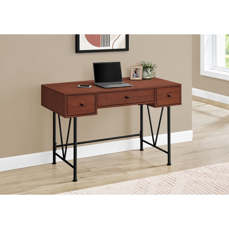 47" Brown and Black Computer Desk With Three Drawers Image 1