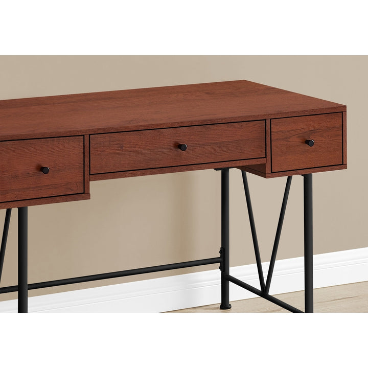 47" Brown and Black Computer Desk With Three Drawers Image 3