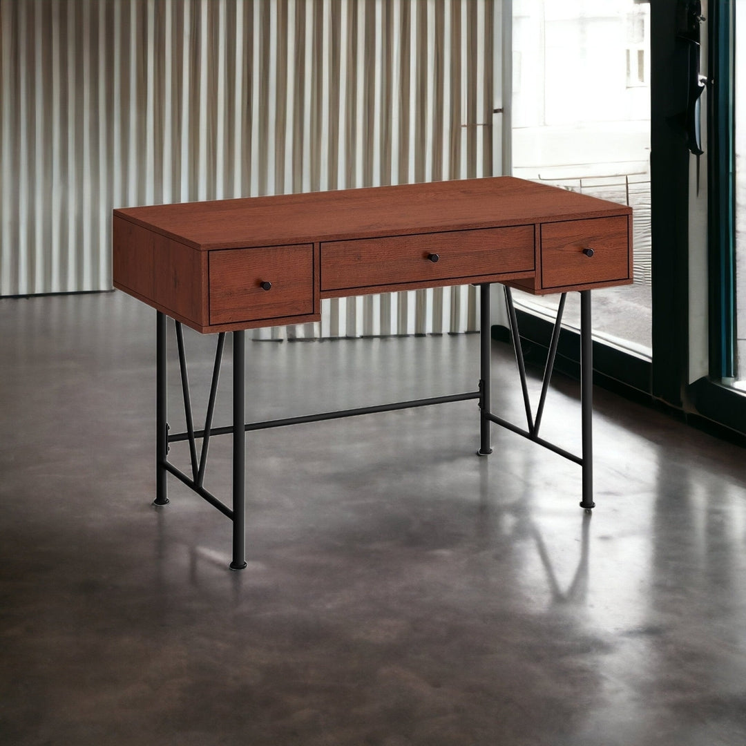 47" Brown and Black Computer Desk With Three Drawers Image 6