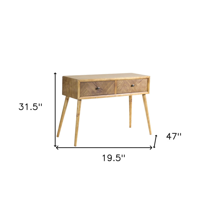 47" Brown End Table With Two Drawers Image 2