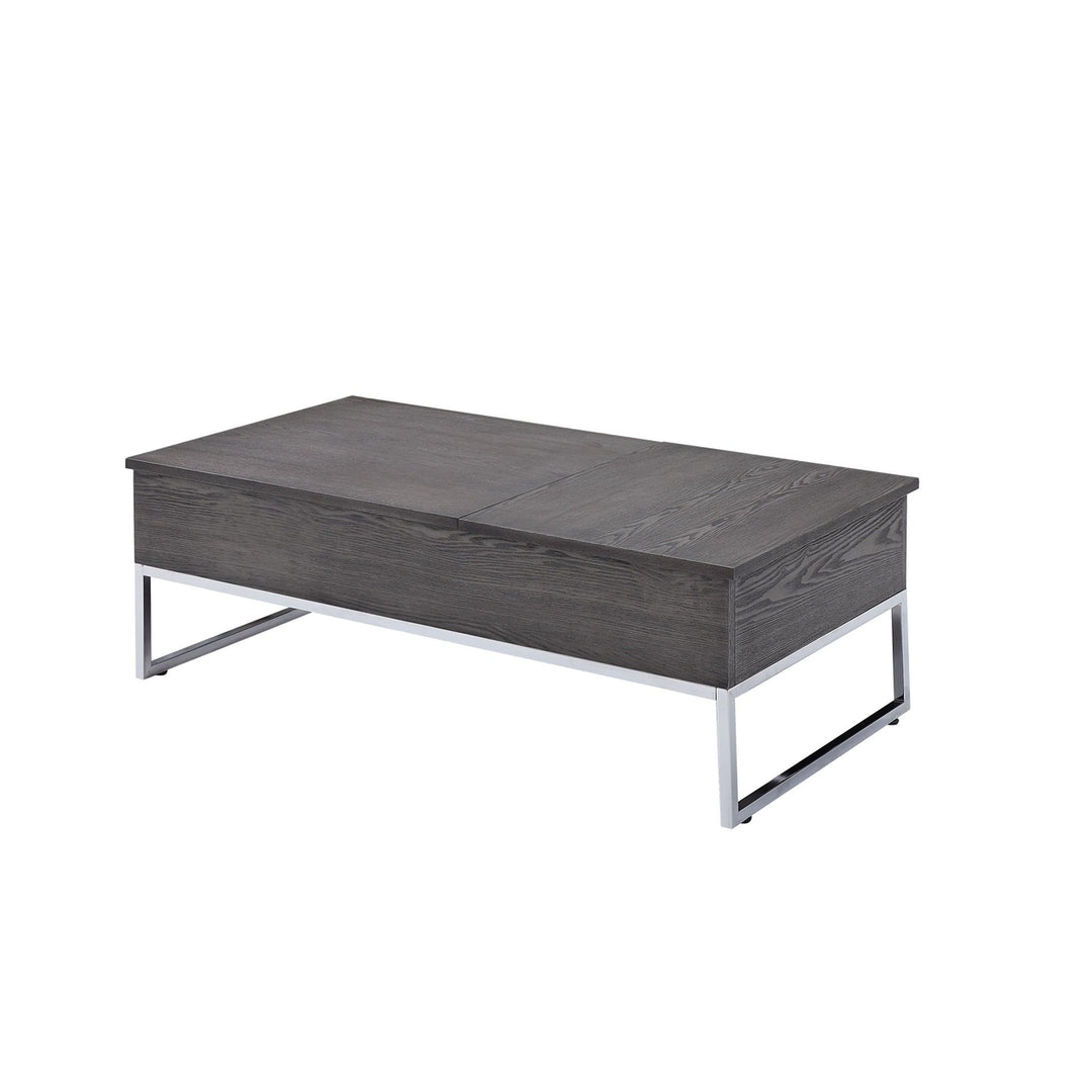 47" Chrome And Gray Oak Rectangular Lift Top Coffee Table Image 1