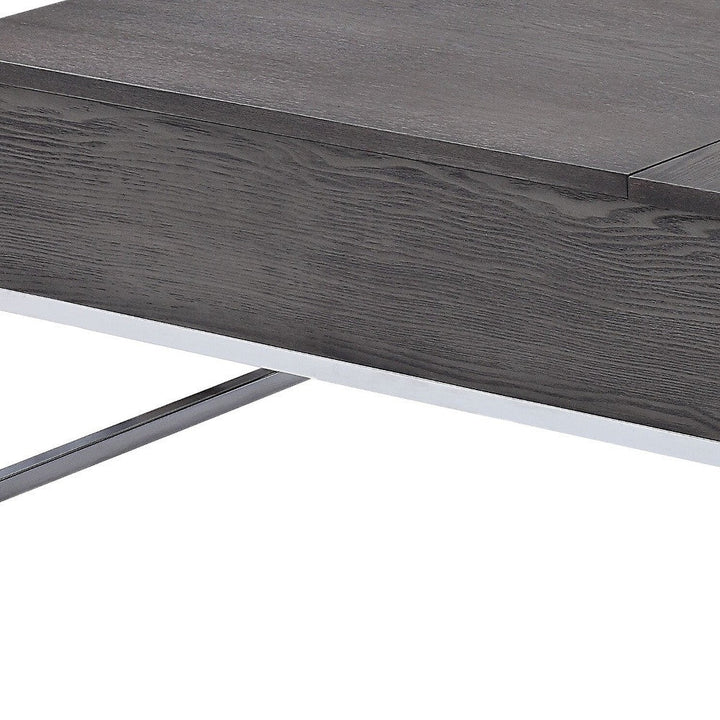 47" Chrome And Gray Oak Rectangular Lift Top Coffee Table Image 3