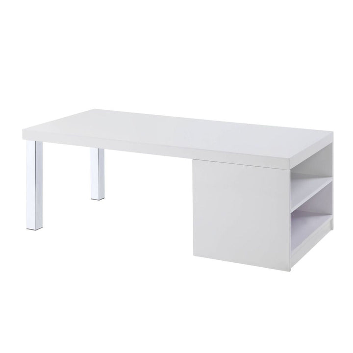 47" Chrome And White Rectangular Coffee Table With Shelf Image 1