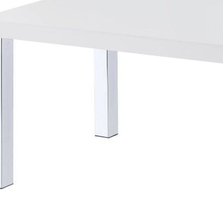 47" Chrome And White Rectangular Coffee Table With Shelf Image 3