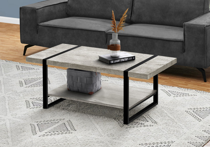 47" Grey And Black Rectangular Coffee Table With Shelf Image 1