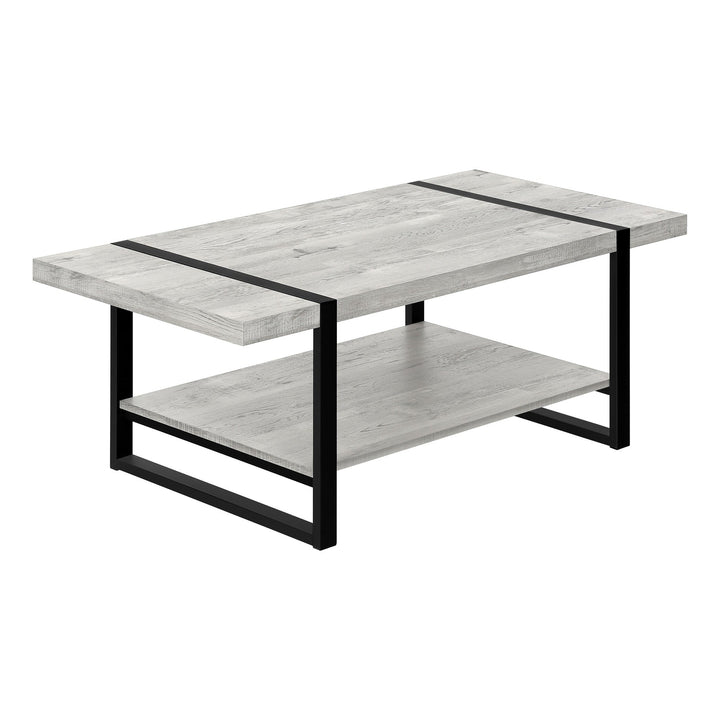 47" Grey And Black Rectangular Coffee Table With Shelf Image 2