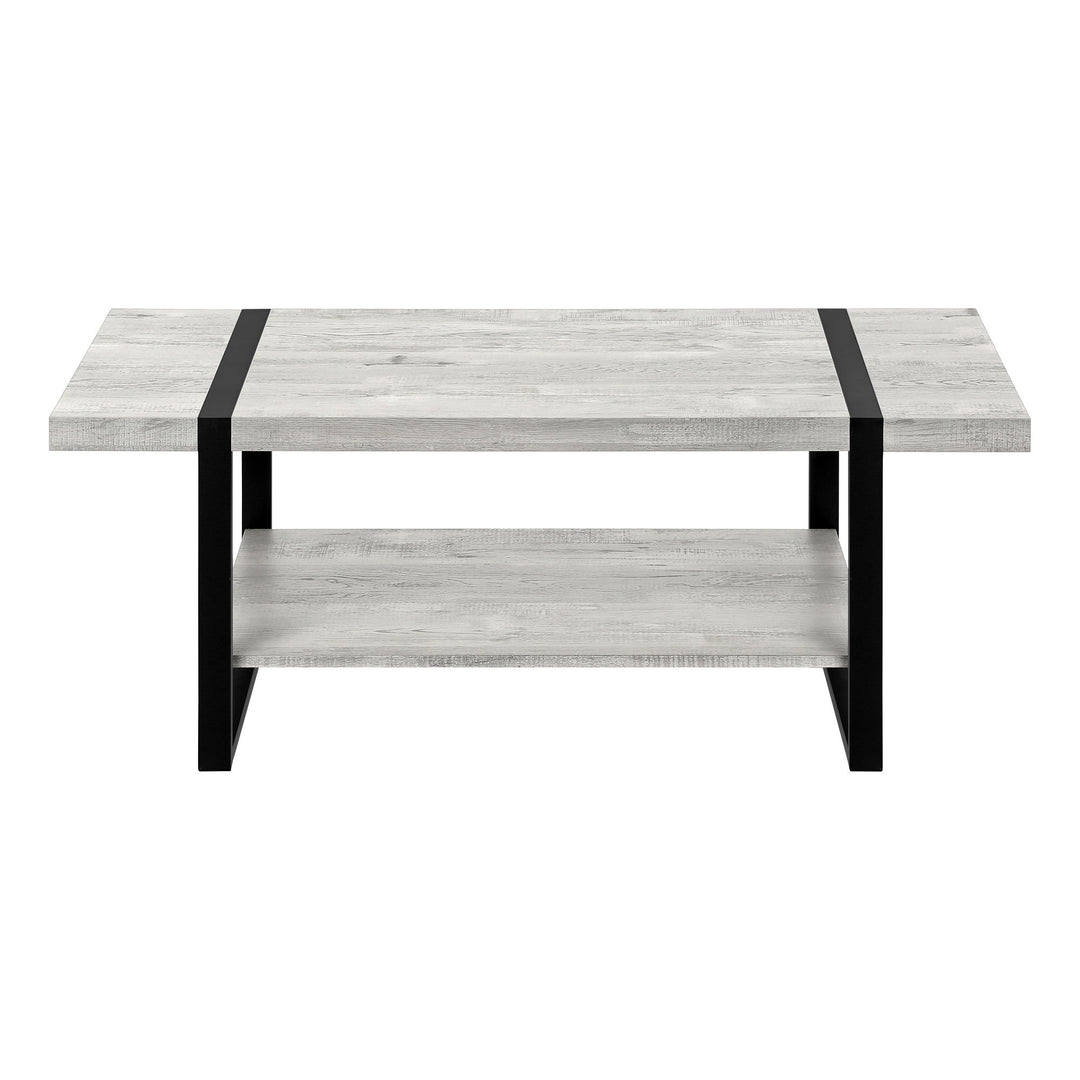 47" Grey And Black Rectangular Coffee Table With Shelf Image 3