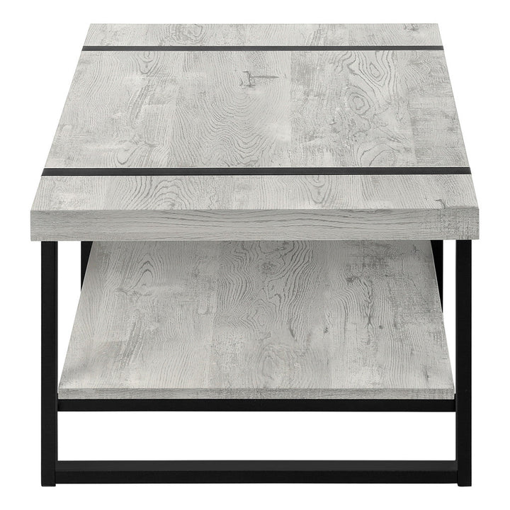 47" Grey And Black Rectangular Coffee Table With Shelf Image 4